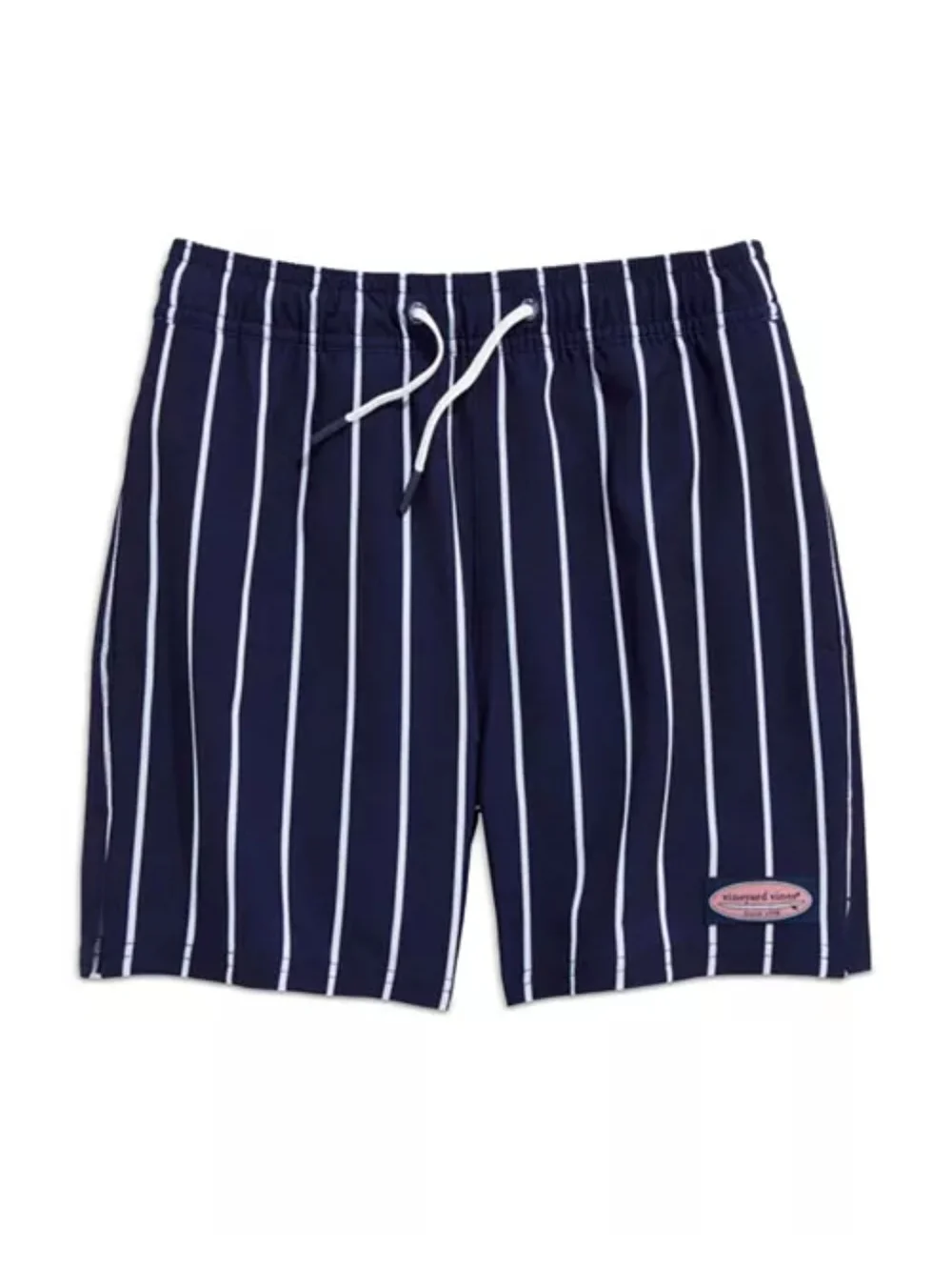 Vineyard Vines Boys Printed Chappy Swim Trunks Navy White Stripe Medium